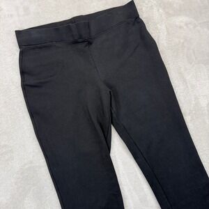 Quince Pants Women's Large Black Stretch Knit Cropped Side Slit Comfort Leggings